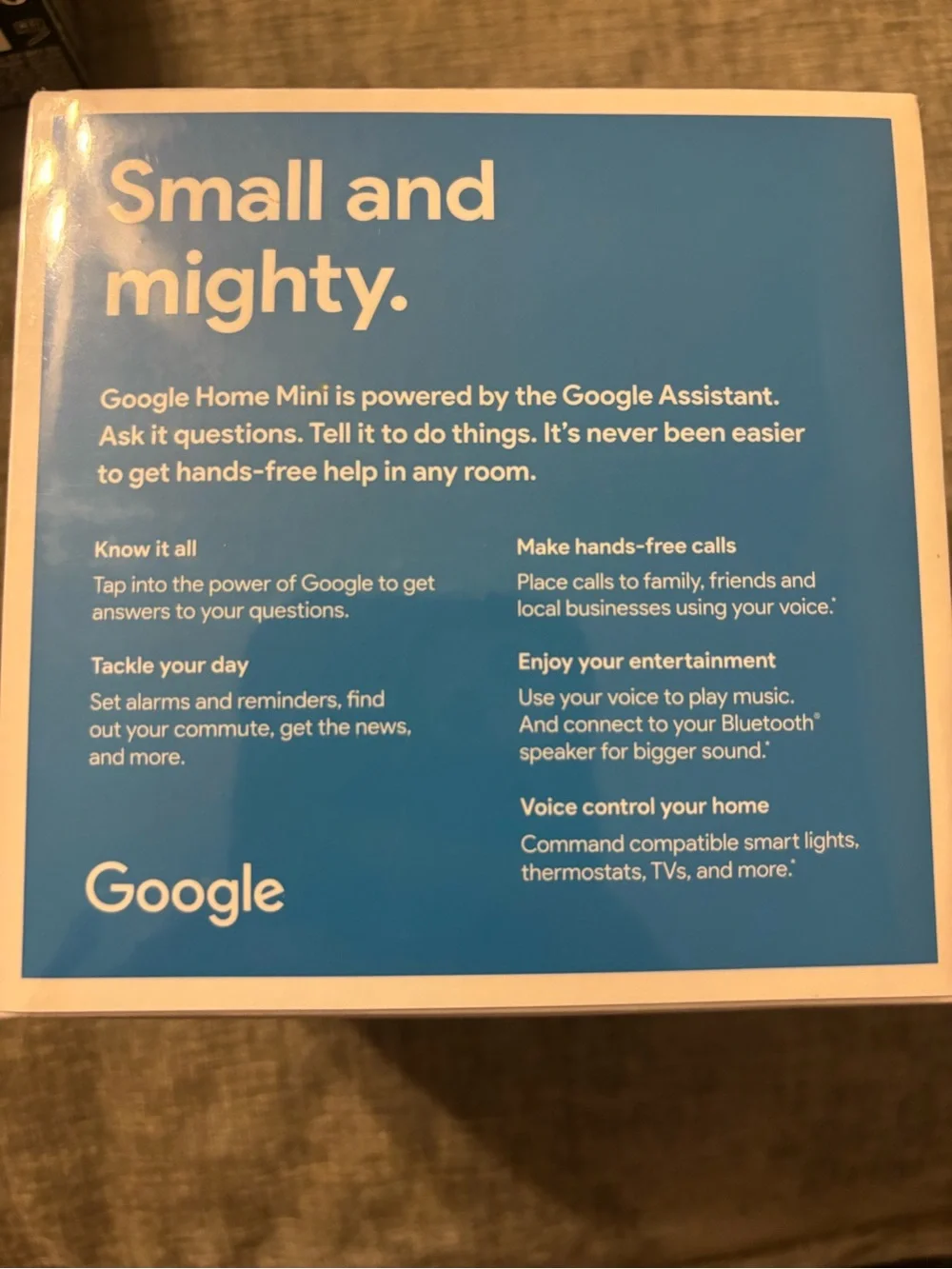 google Home Mini Smart Speaker in Chalk